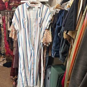 Striped Button-Down Dress perfect for 4 th of July events